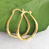 Silver Engraved Oval Hoop Earrings