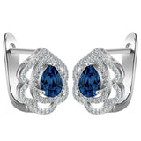 Green Oval CZ Rhombus-Frame Leverback Earrings