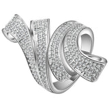 Pavé CZ Folded Ribbon Statement Ring