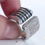 Blue Yellow Channel CZ Wide Ring
