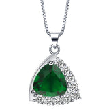 Emerald-Green Trillion CZ Halo Jewelry Set