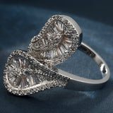 Baguette CZ Double Loop Swirl Ring