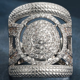 Pavé CZ Round Dome Wide Shield Ring