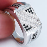 Black-Accent Pavé CZ Diagonal Men's Ring