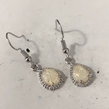 White Opal-Look Teardrop Hook Earrings