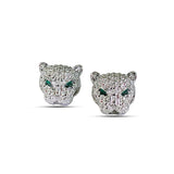 Leopard Head CZ Pave Stud Earrings