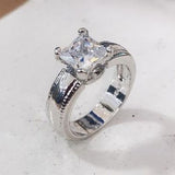 Clear Asscher-Cut CZ Solitaire Milgrain Ring
