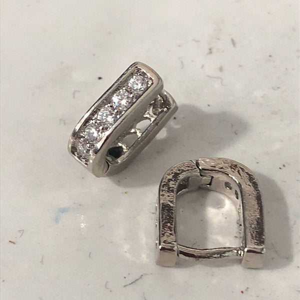 Channel CZ Square Huggie Earrings