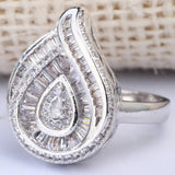 Baguette CZ Spiral Teardrop Statement Ring