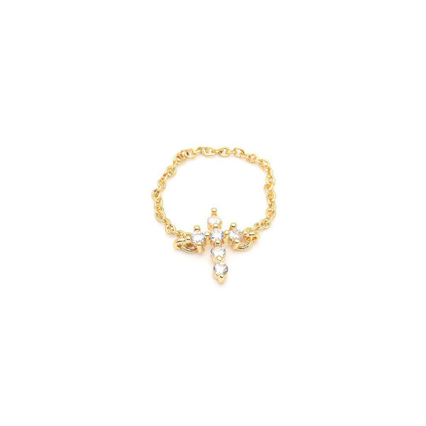 Dainty CZ Cross Chain Ring
