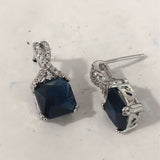 Emerald-Green Square CZ Twist Drop Earrings