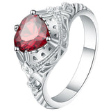 Ruby-Red Heart CZ Claddagh-Style Ring
