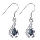 Mystic Pear CZ Flame Swirl Hook Earrings