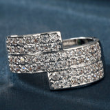 Triple-Row Pavé CZ Bypass Ring