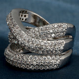 Pavé CZ Crisscross Triple Band Ring