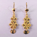 Gold Flower Bead Tassel Drop Earrings