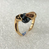 Black Pearl-Look Snake Wrap Gold Ring