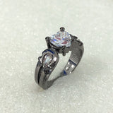 Clear Heart CZ Black Gunmetal Ring