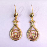 Red CZ Scroll Swirl Teardrop Earrings
