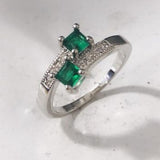 Emerald-Green Square CZ Bypass Ring