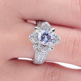 Lavender Round CZ Flower Pavé Ring