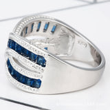 Sapphire-Blue Princess CZ Crossover Ring