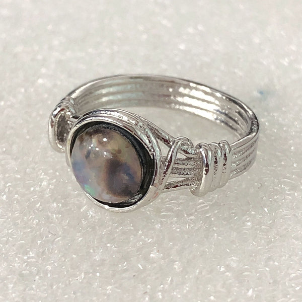Abalone-Look Round Wire Wrap Ring