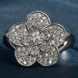 Pavé CZ Flower Blossom Statement Ring