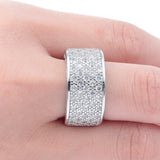 Wide Pavé CZ Lattice Cutout Band