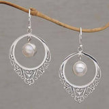 Pearl-Look Filigree Hoop Hook Earrings