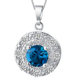 Aqua Round CZ Disc Halo Jewelry Set