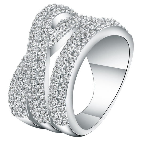 Pavé CZ Crisscross Triple Band Ring