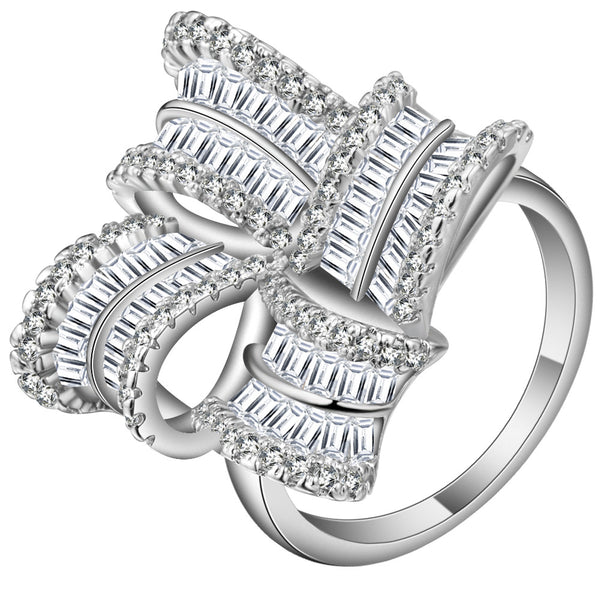 Baguette CZ Knot Bow Statement Ring
