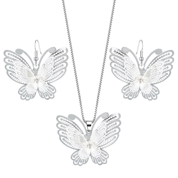 Filigree Butterfly Pendant Jewelry Set