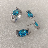 Aqua Oval CZ Ring and Earring Set