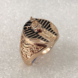 Gold Pharaoh Mask Wide Signet Ring