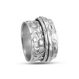 Sun Moon Star Engraved Spinner Ring