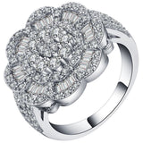 Baguette CZ Flower Cluster Cocktail Ring