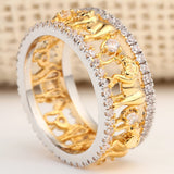 Gold Elephant Family CZ Eternity Band