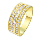 Gold Princess-Cut CZ Triple Row Band