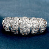 Pavé CZ Ribbed Segment Dome Ring