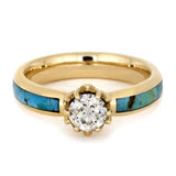 Turquoise-Look Inlay CZ Solitaire Ring