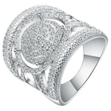 Pavé CZ Round Dome Wide Shield Ring