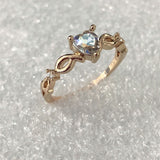 Heart CZ Infinity Twist Gold Ring