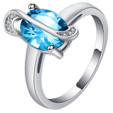 Aqua Oval CZ Swirl Wrap Jewelry Set