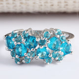 Aqua CZ Cluster Cocktail Ring