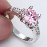 Pink Round CZ Pavé Shoulder Ring