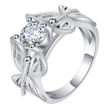 Round CZ Butterfly Openwork Ring