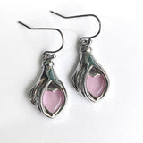 Gold Tulip Pink Stone Necklace and Earrings Set