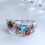 Multicolor Pear CZ Scatter Pave Ring